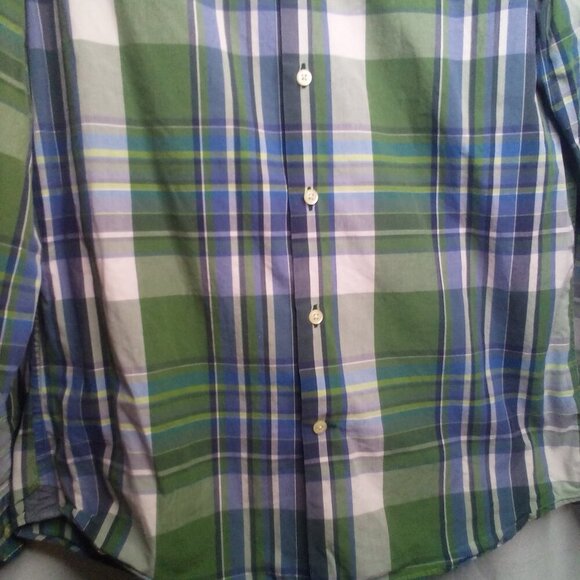 Banana Republic Shirt Men M 15-15 1/2 Button Up Long Sleeve Plaid Blue Green - Picture 12 of 16